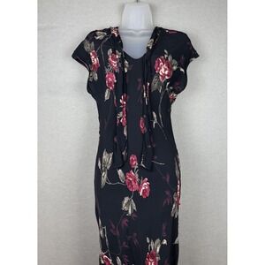 Vtg Newport News Black & Red Floral Mermaid Dress Dark Romantic Whimsygoth Sz 16